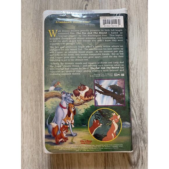 NEW Sealed The Fox and the Hound (VHS, 1994) Black Diamond - Picture 4 of 5